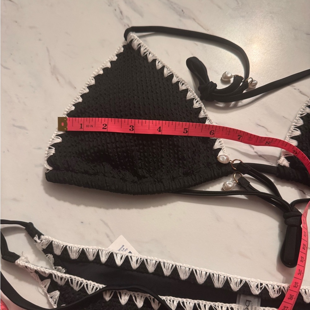 bebe Black and White Crochet Bikini Set - Picture 8 of 9